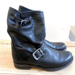 Frye leather buckle boots